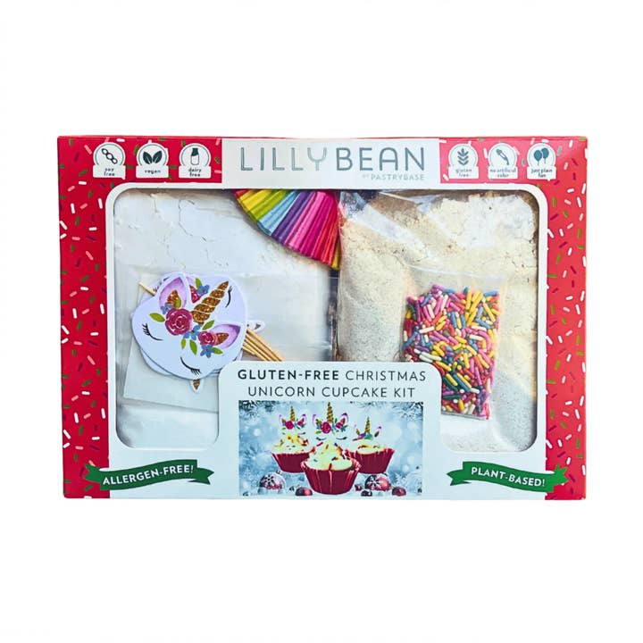 LillyBean Baking - Wholesale Cake Decorating Kit - Christmas Unicorn Cupcake Kit (Vegan & Gluten-Free)