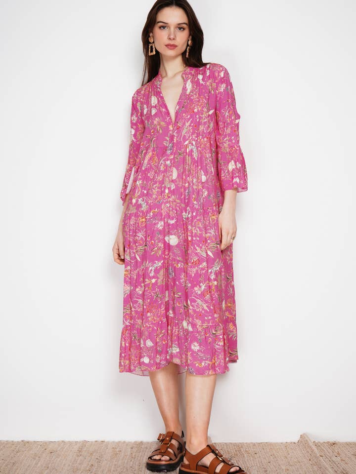 NOELINE - Wholesale Dress - Women's - Printed midi dress 10614V-01
