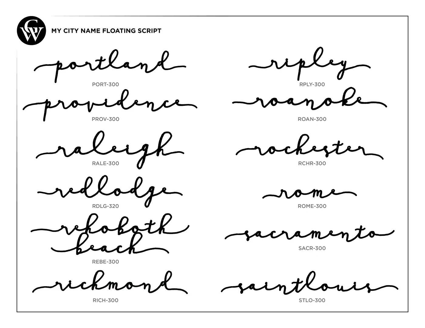 Grainwell - Wholesale Wall Accent - State Name Floating Script12