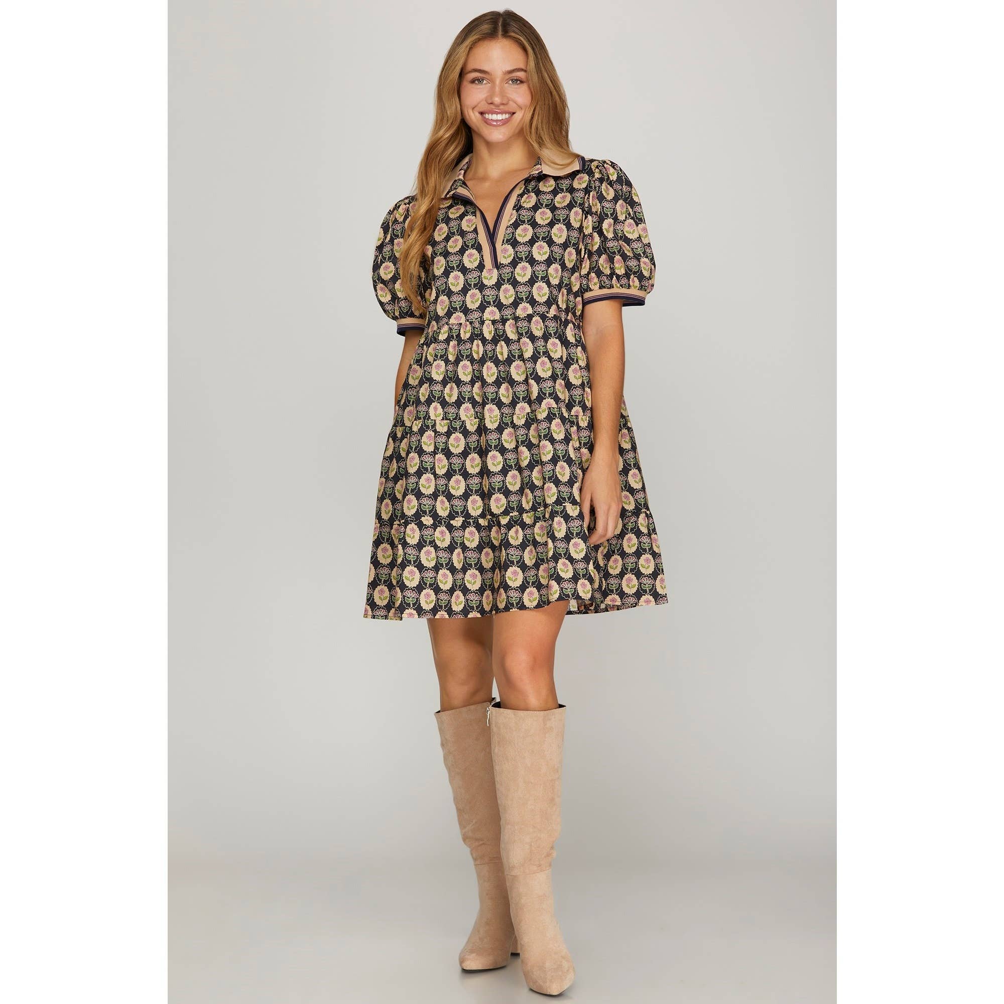 STYLE USA - Wholesale Dress - Women's - PRINTED WOVEN TIERED MINI DRESS5