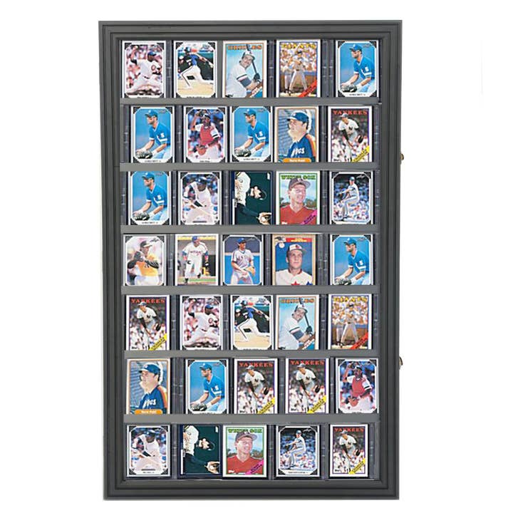 7-Tier 56 Baseball Card Display Sport Trade Card Wall Mount Cabinet Showcase Merchandiser 24 X 40 X 1.6" 5" Tier Height 20" Viewable Width 100100 for wholesale by FIXTUREDISPLAYS