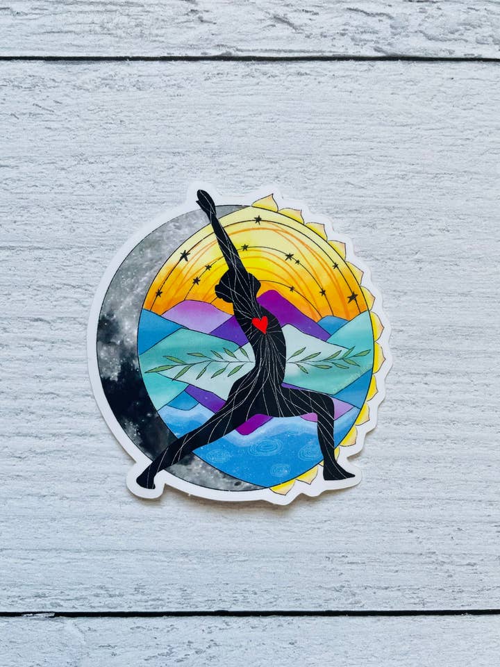 Yoga Crescent Moon Pose Sticker for wholesale by A Quartzy Life