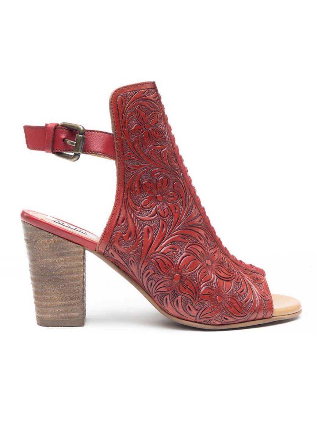 The Sterling Gypsy - Wholesale High Heels - Women's - Red Tooled Leather Heels Sandals, Dress Shoes, High Heels, Western sandals, Wedding, Prom Shoes2