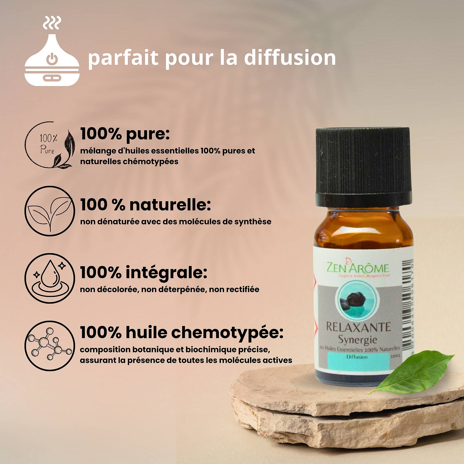Zen'Arôme - Wholesale Essential Oil - Relaxing Essential Oil Synergy for Diffuser - 10 ml3