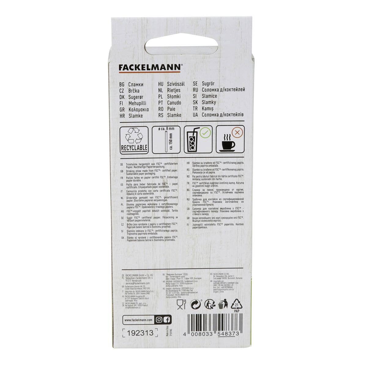 Fackelmann - Wholesale Drink Stirrer - Box of 50 Fackelmann Eco Fri brown rigid paper straws8