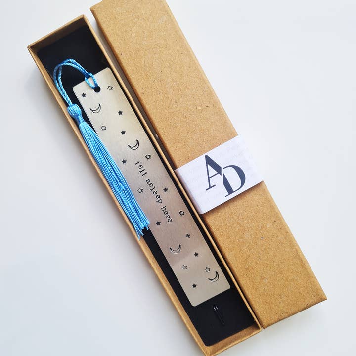 Enchanted Endings - Wholesale Bookmark - Fell Asleep Here - Hand Stamped Metal Bookmark4