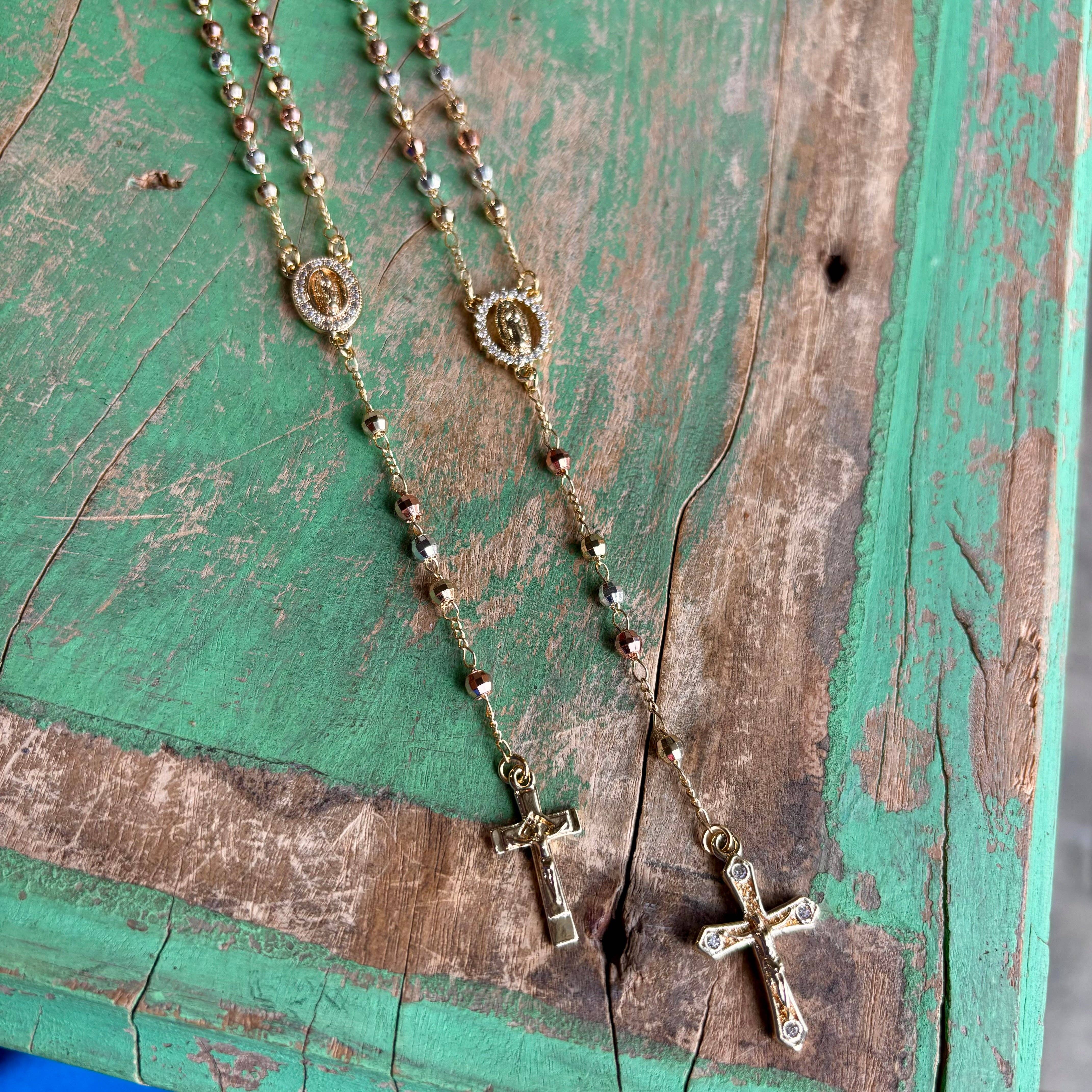 Love and Honor Jesus LLC - Wholesale Prayer Beads Necklace - Tri Color OLG 4MM Rosary Necklace or Bracelet8