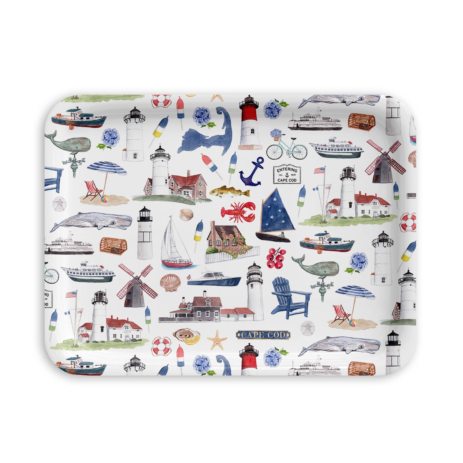 The Muddy Dog – wholesale Prydnadsbricka – Cape Cod för alltid! Serveringsbricka: Tre storlekar