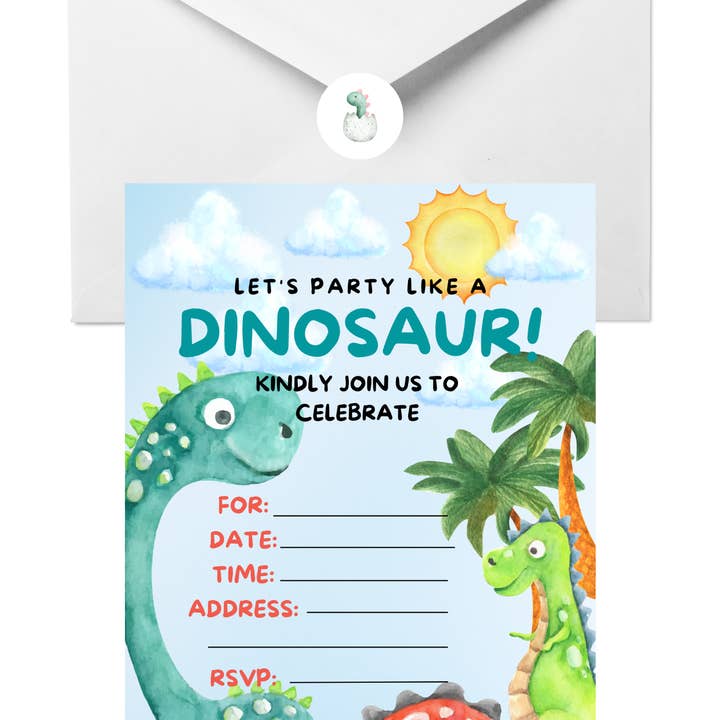 LM Studioz – wholesale Invitations – Dinosaur Party Invitations comes with Envelopes and Stickers1