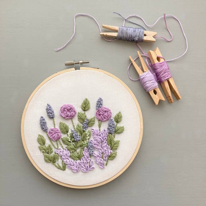 Hand Embroidery KIT - Hawthorne in Lilac for wholesale by And Other Adventures Embroidery Co