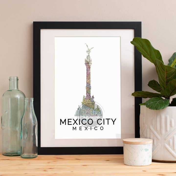 Mexico City Print, Mexico City Skyline, Mexico City Art, Mexico City Poster, Mexico City Watercolor, Mexico City Art Print, Mexico City Map MapSymbol43 for wholesale by DreamMachine Prints