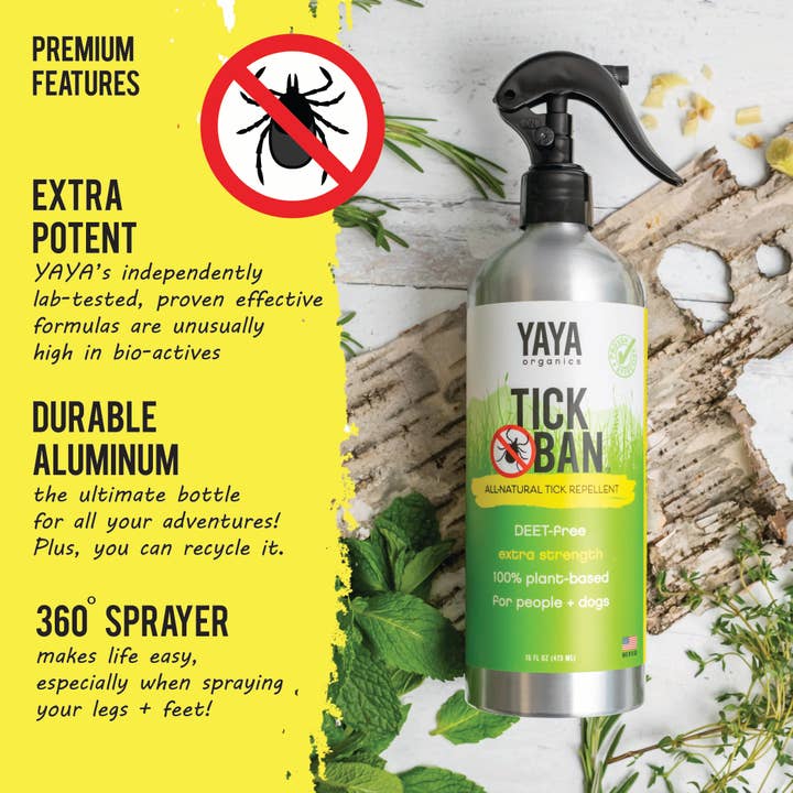 YAYA Organics - Wholesale Insect Repellent - Tick Ban All-Natural Tick Repellent - 16 oz.