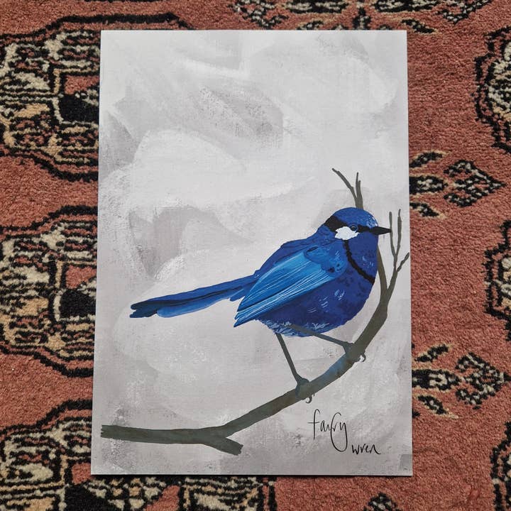 Fairy Wren A5 Art Print for wholesale by Duck Egg Designs