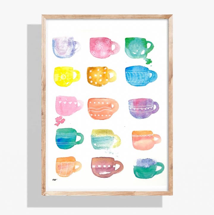 "Coffee Cups" Print for wholesale by One Light Studio