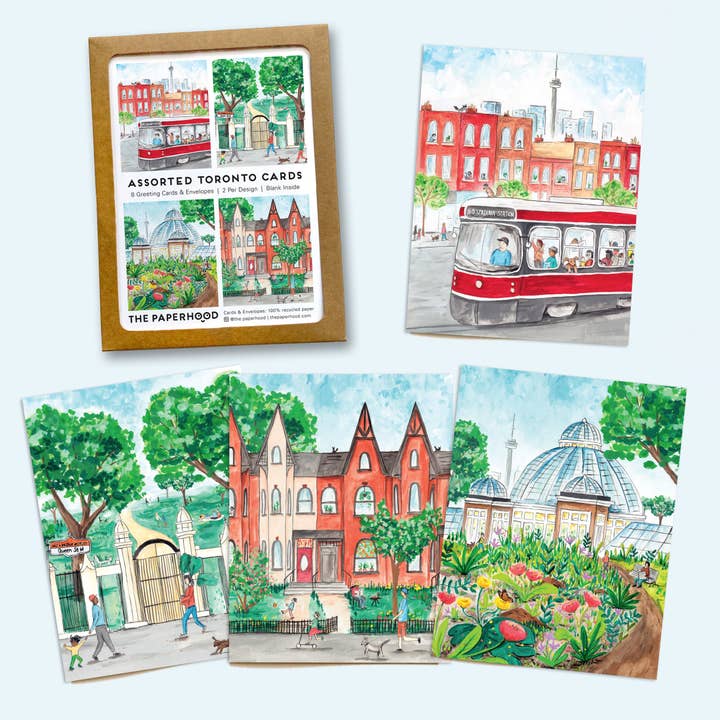 The Paperhood - Wholesale Everyday Greeting Card - Assorted Box Of 8 'Toronto Summer' Greeting Cards