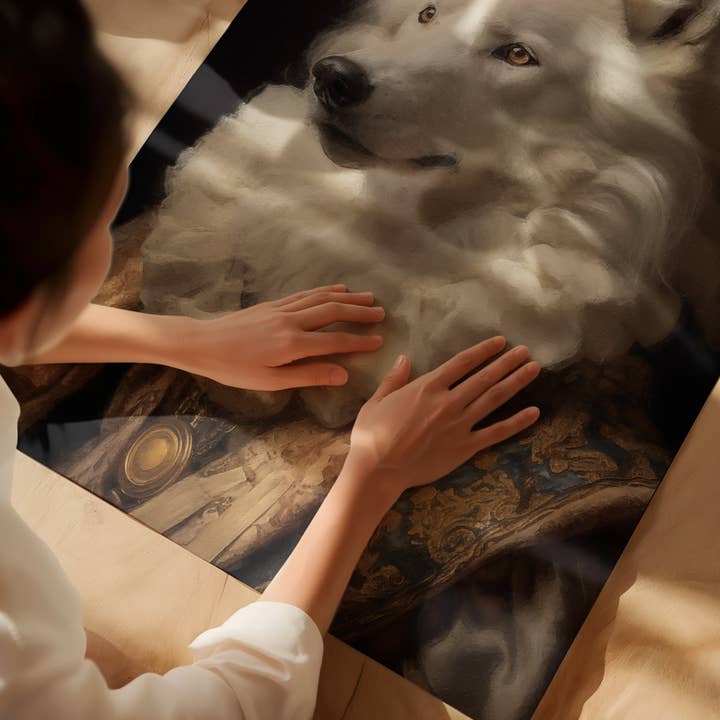 Ink & Drop - Wholesale Art Print - White Wolf Animal Portrait Art Print Poster
