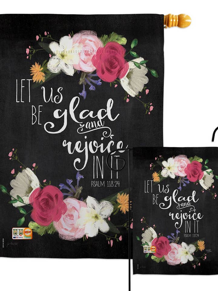 Réjouissons-nous de la Bible religieuse Versets Faith Floral Flag pour la vente par Two Group Flag Co