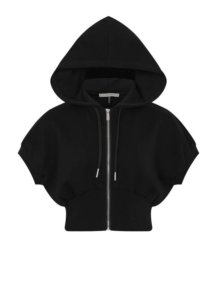 Elise Hooded Knit Dolman Short Sleeve Zip Hooded for wholesale by RIVIR