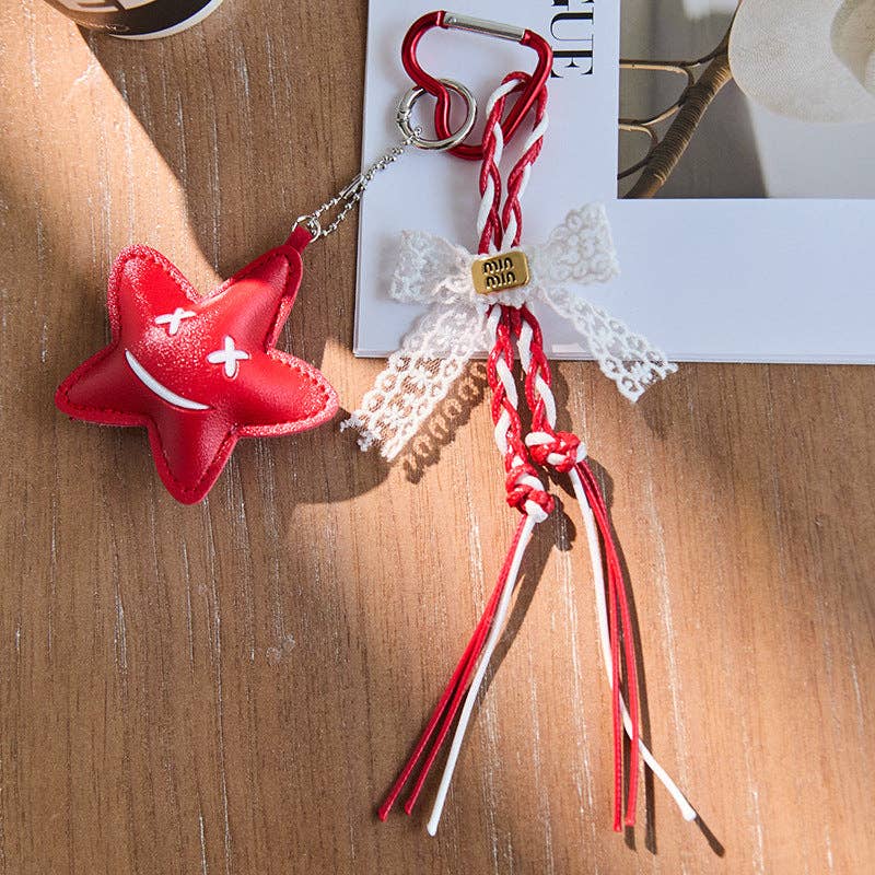 Dipped Shop - Wholesale Keychain - Women's - Cute Bow Star Braided Keychain Bag Charm DP25C7673