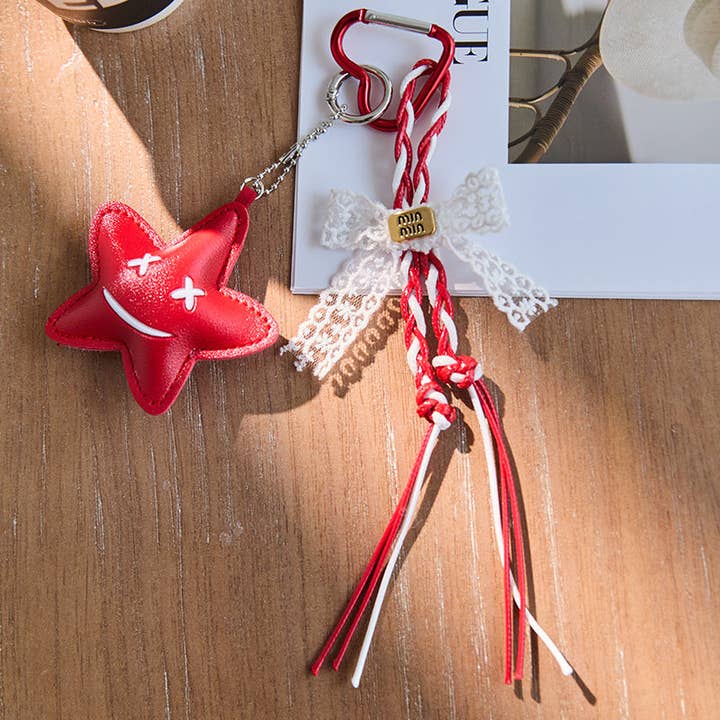 Dipped Shop - Wholesale Keychain - Women's - Cute Bow Star Braided Keychain Bag Charm DP25C7673