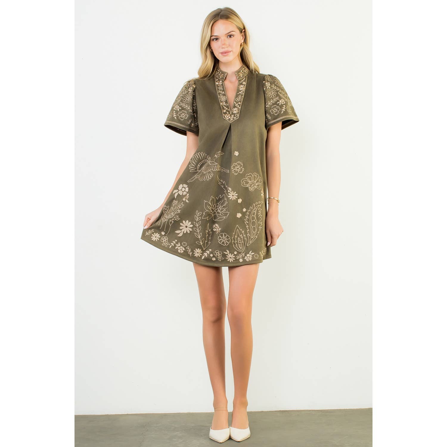 THML - Wholesale Dress - Women's - Short Sleeve Embroidered Detail Dress13