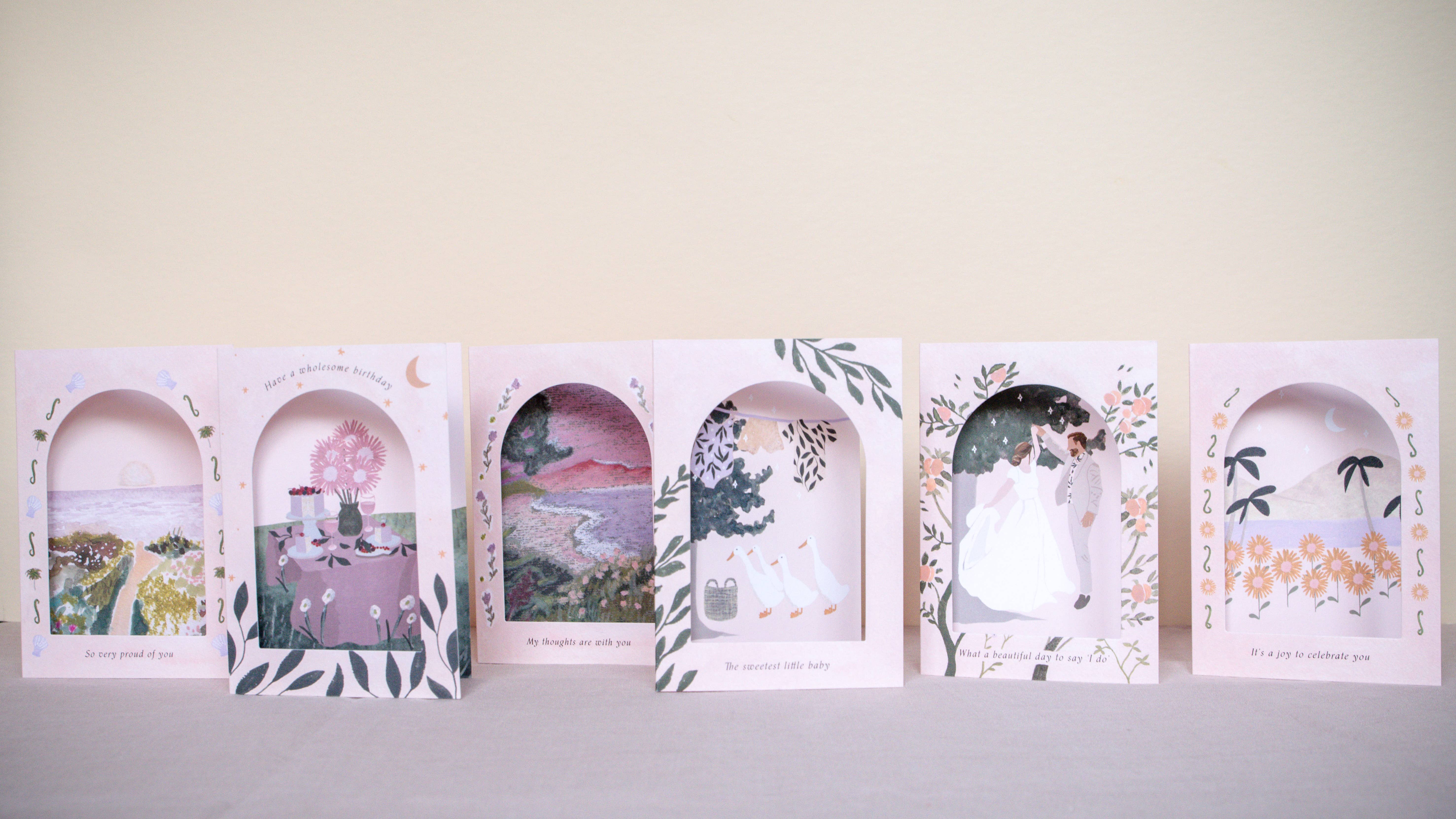 The Hidden Pearl Studio – wholesale Sympathy card – Thinking of you Arch Window Sympathy Card6