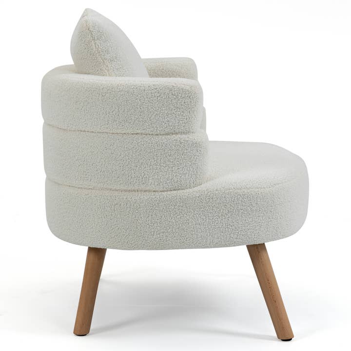 Glamour Home - Wholesale Chair - Azana White Boucle Accent Chair with Wood Legs