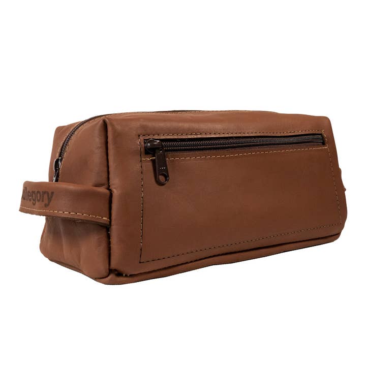 Leather Dopp Kit with Waxed Denim Mini Bag for wholesale by Allegory Handcrafted Goods