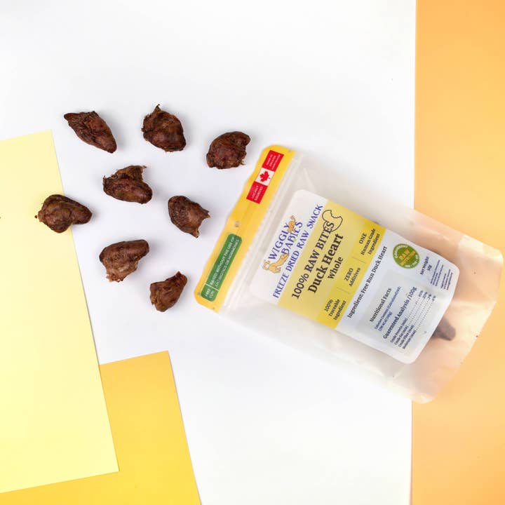 Cœur de canard entier lyophilisé cru pour la vente par Wiggly Babies Freeze Dried Raw