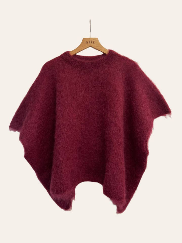 NAÏS PARIS - Wholesale Sweater Vest - Women's - CREW NECK PONCHO SWEATER 81% KID MOHAIR
