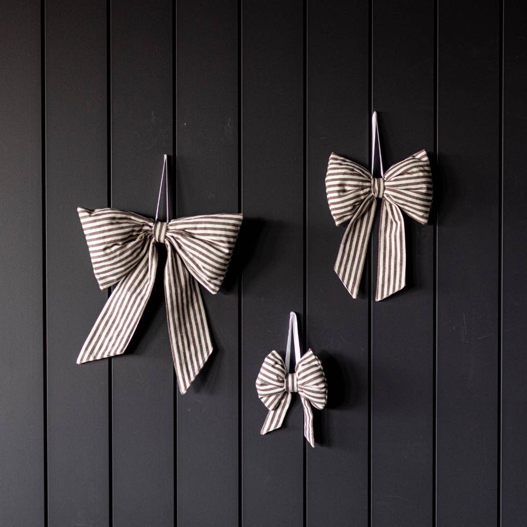 Luxe B Co - Wholesale Christmas Decoration - Bow Striped Brown Fabric