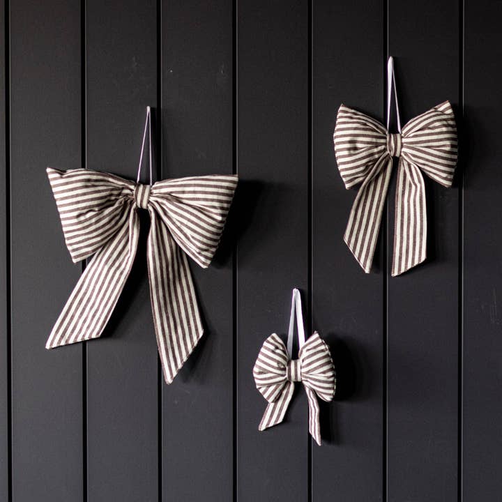 Luxe B Co - Wholesale Christmas Decoration - Bow Striped Brown Fabric 0