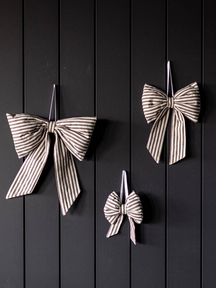 Bow Striped Brown Fabric for wholesale by Luxe B Co