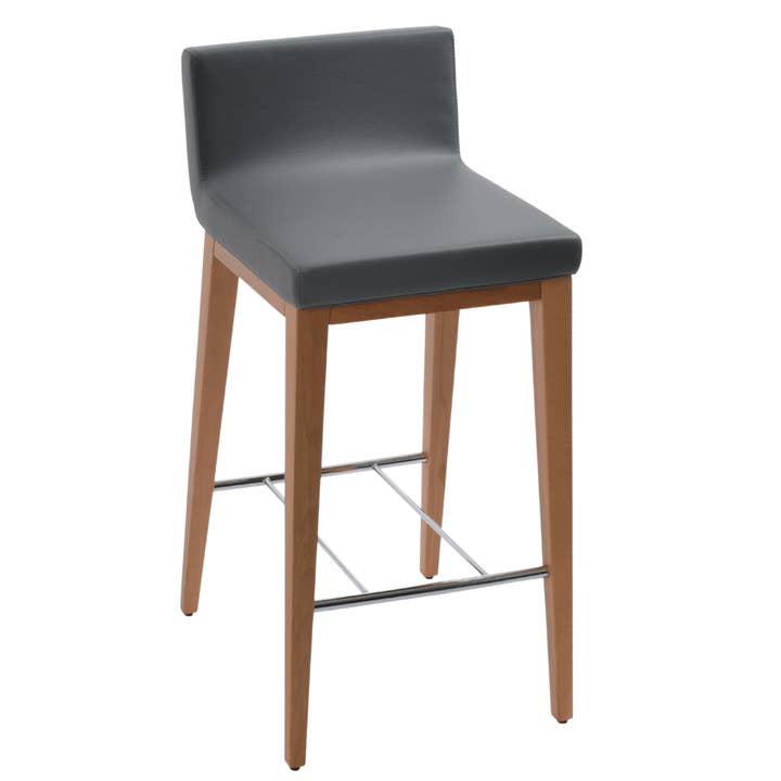 Tabourets de bar en cuir gris Dallas Wood pour la vente par Your Bar Stools