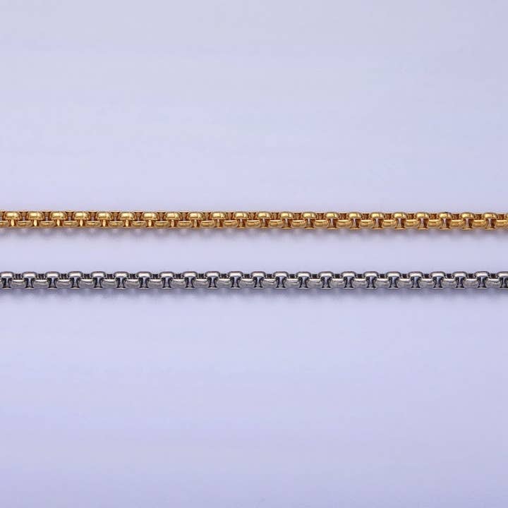 Aim Eternal - Wholesale Link & Chain Necklace - Cable Rolo Chain Necklace for Men or Women, Stainless Steel Box Chain 2mm Gold Silver Tone Tarnish Free Necklace Chain | WA-1706 WA-1707 Clearance Pricing1
