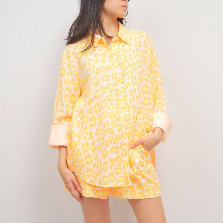 Pastel leopard print cotton shirt TDM50320-7 for wholesale by Cecile Wang