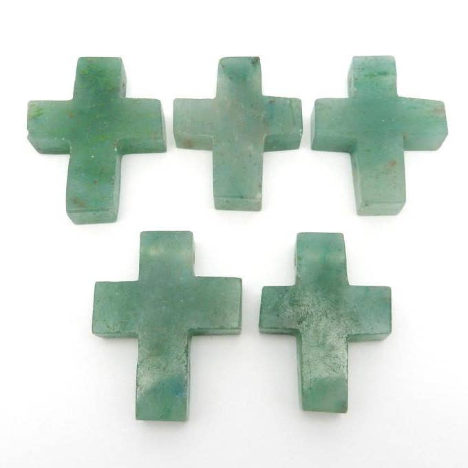 Crystal Aventurine Cross Pendant Side Drilled Bead for wholesale by Rock Paradise