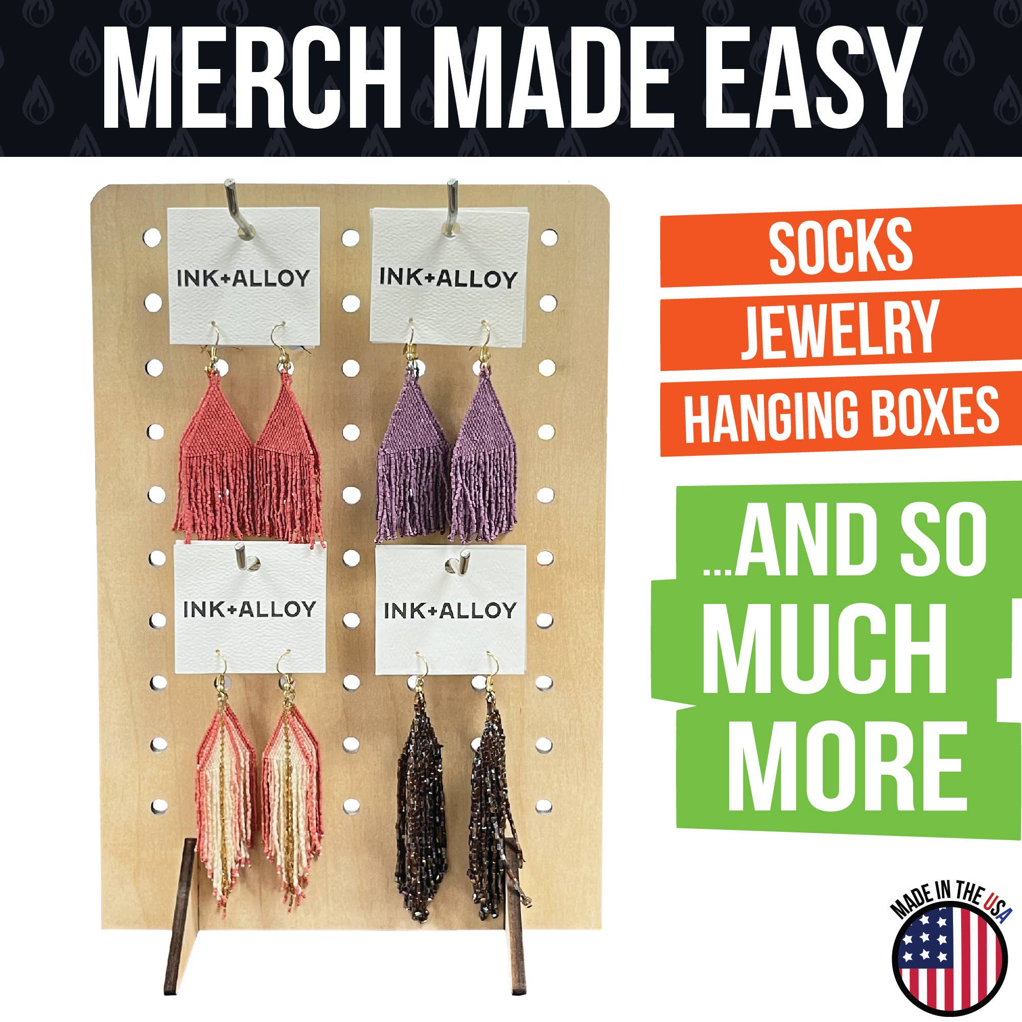 Torched Displays – wholesale Retailer display stand/case – Pegboard Display - Various Sizes and Colors28