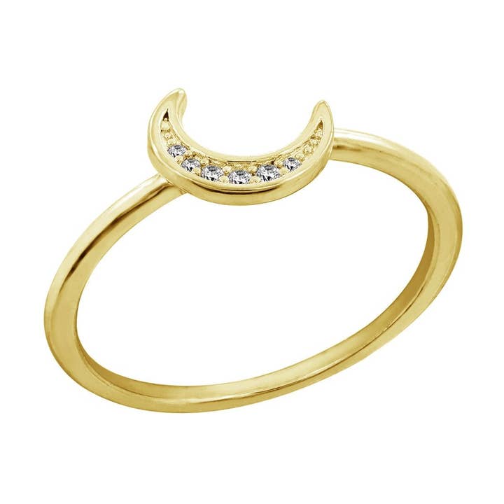 Pave Crescent Moon Ring for wholesale by GEMOUR