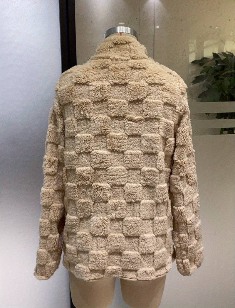 safistyle - Wholesale Jacket - Women's - Checkered Texture Zip-Up Jacket2