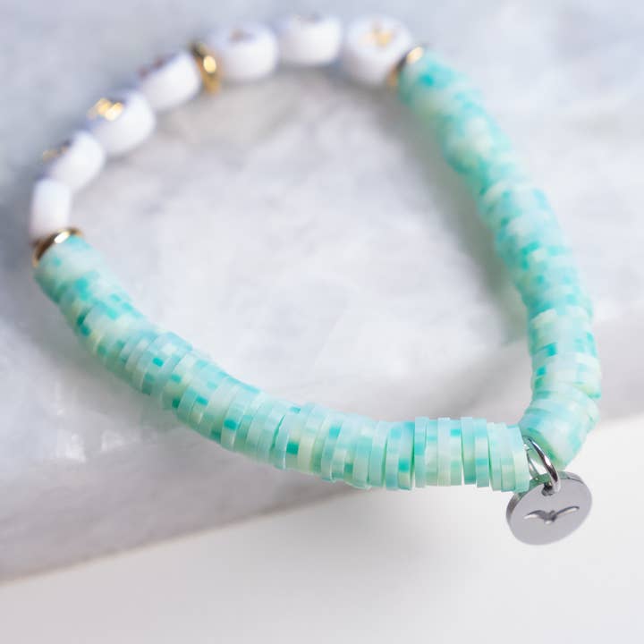 Haven - Wholesale Beaded Bracelet - Kids - Customizable Letter Bracelet - Polymer Clay - Kid Size18