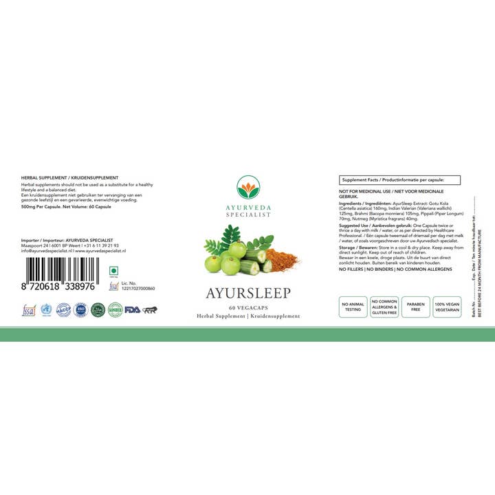 Ayurveda Specialist B.V. - Wholesale Oral Supplement/Vitamin - Ayursleep1