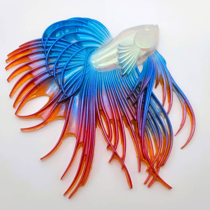 JEMS of the Sea - Wholesale Wall Accent - 6" Resin Betta Fish Wall Art - Holographic Color Shift5