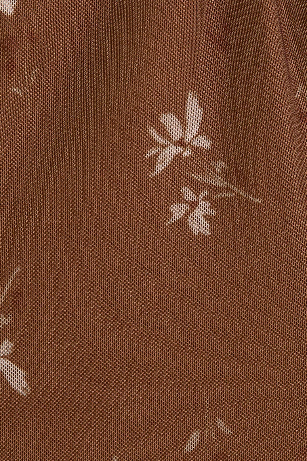 FLORAL MARRON-TAUPE Haut babydoll avec détail en dentelle et short smocké taille mi-haute en vente sur Faire7