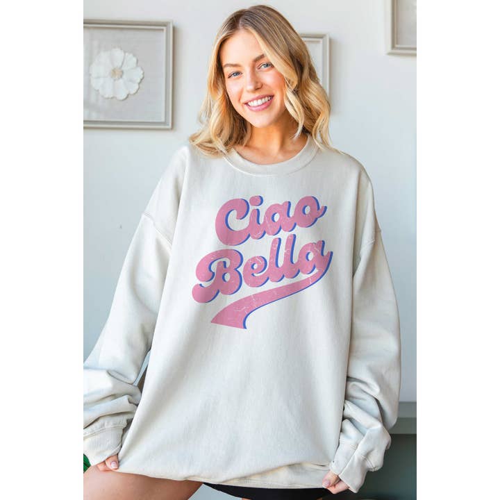 BLUME & CO. - Wholesale Graphic Sweatshirt - Women's - CIAO BELLA SCRIPT Oversized Graphic Sweatshirt3