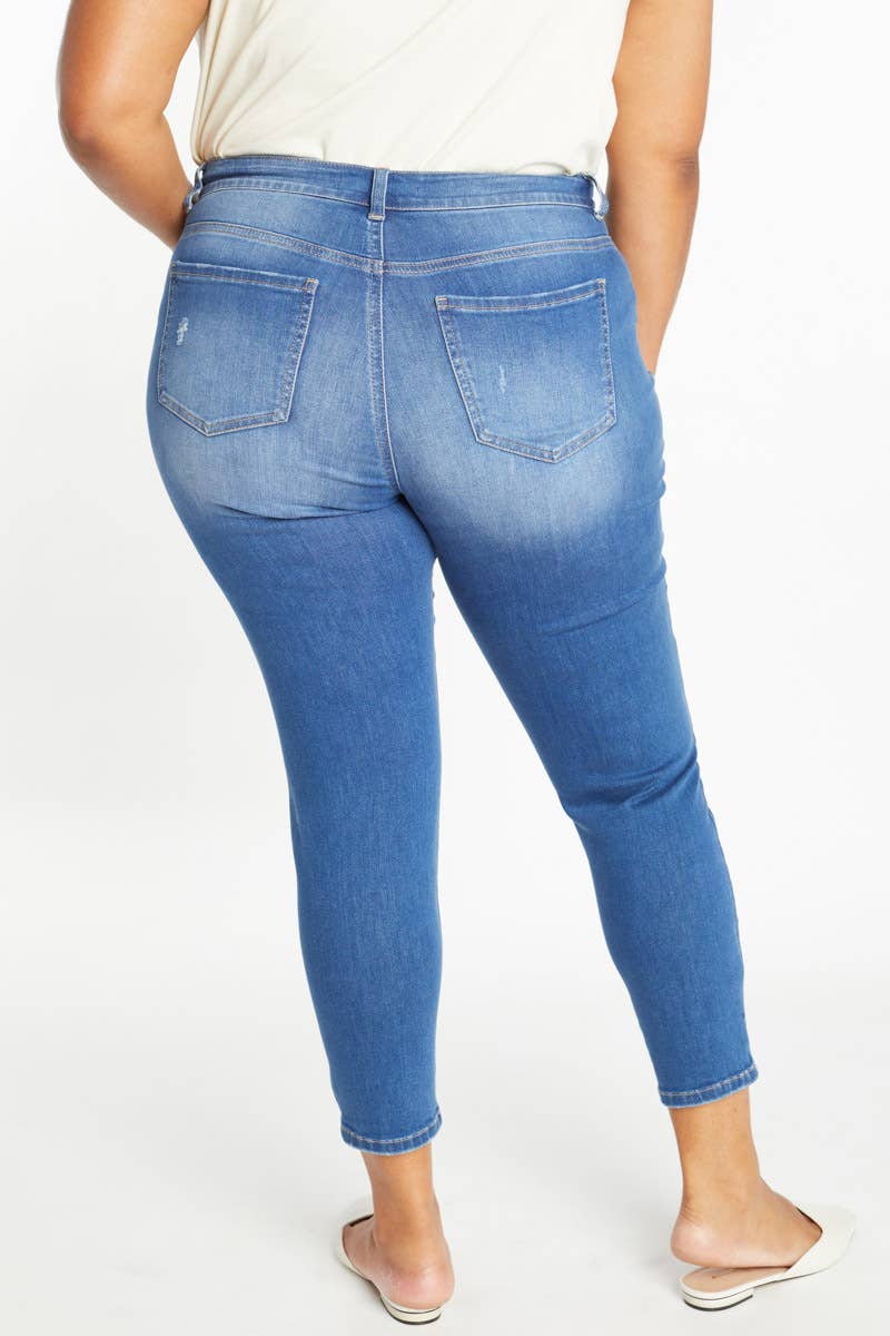 MOYEN OUVRIR PACK Jean Skinny Taille Haute Cheville Grande Taille WEP3310XL en vente sur Faire3