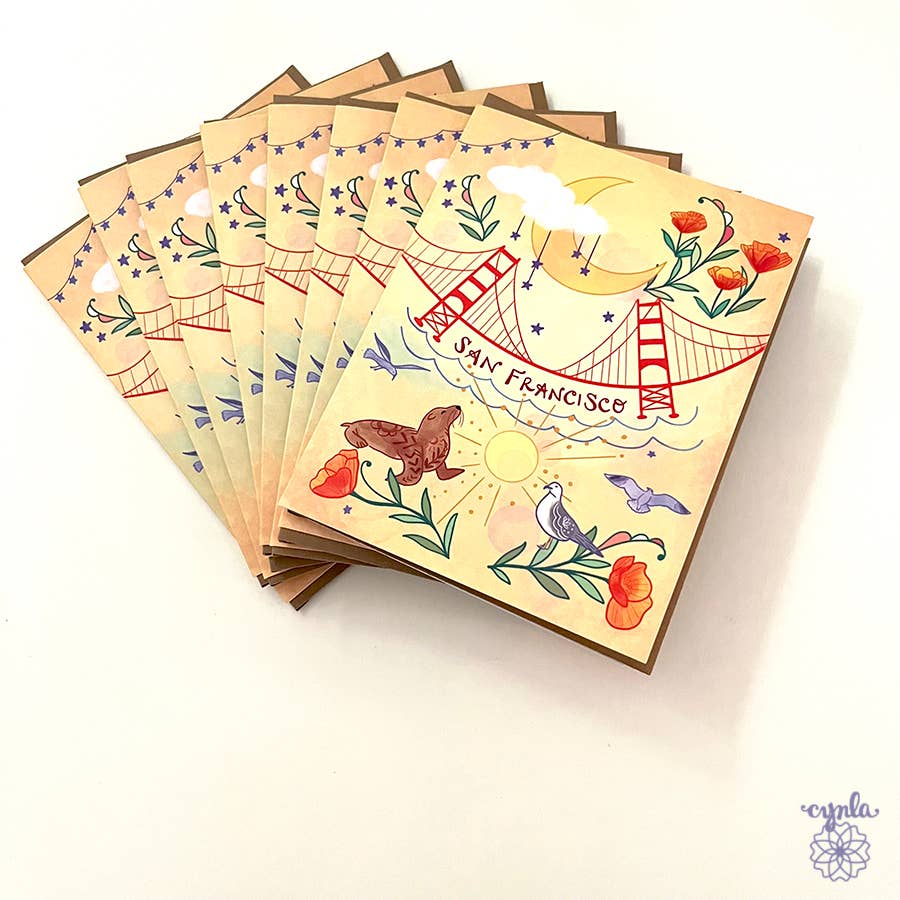 Cynla - Wholesale Everyday Greeting Card - San Francisco Moon Bridge greeting card Golden Gate Bridge 2