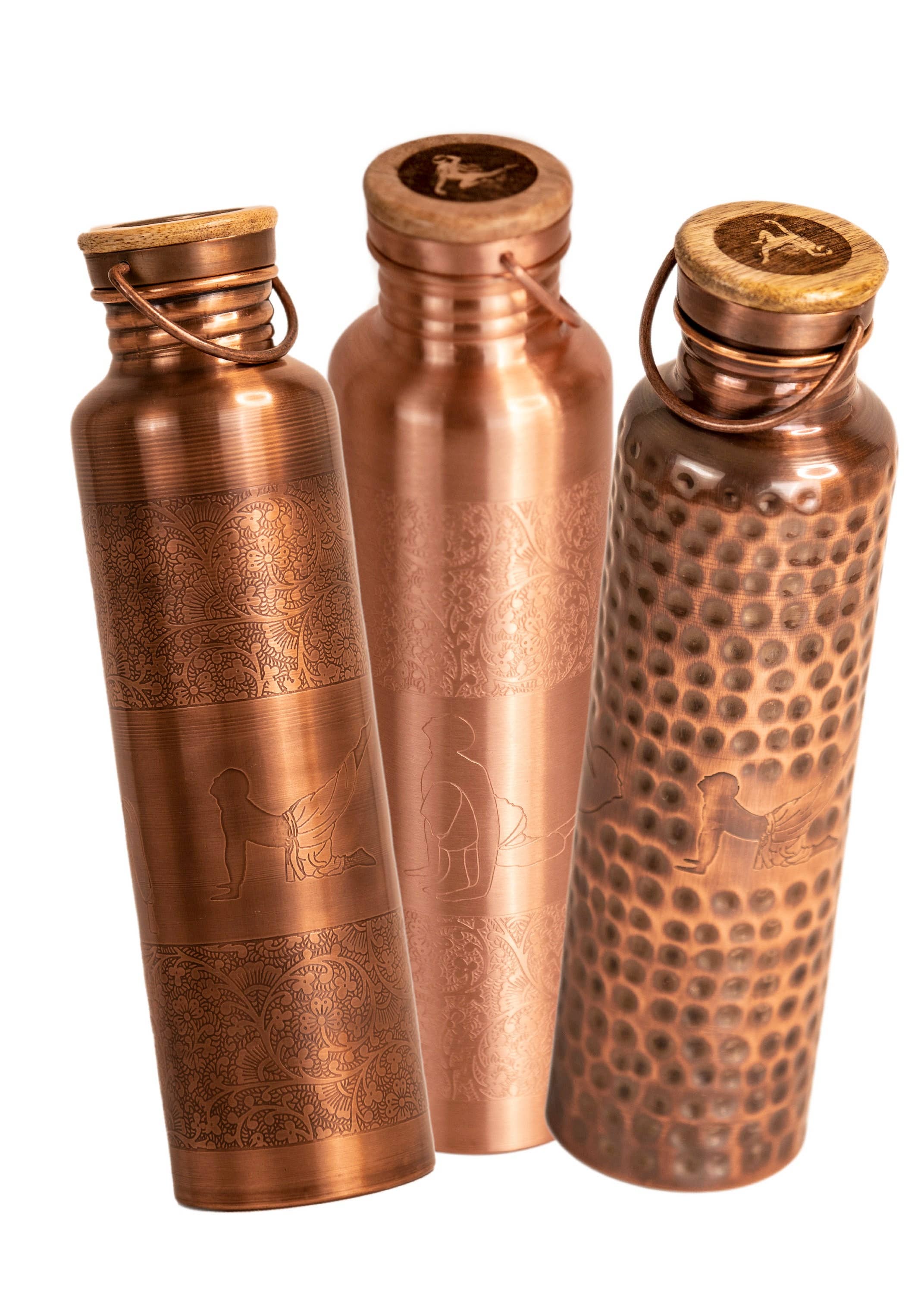 Yogis - Wholesale Water Bottle - Pure Copper (99%) Bottle - Engraved Yoga Posture0