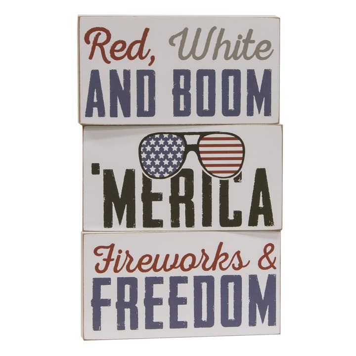 Fireworks & Freedom Block, 3 Assorted for wholesale by Col House Designs