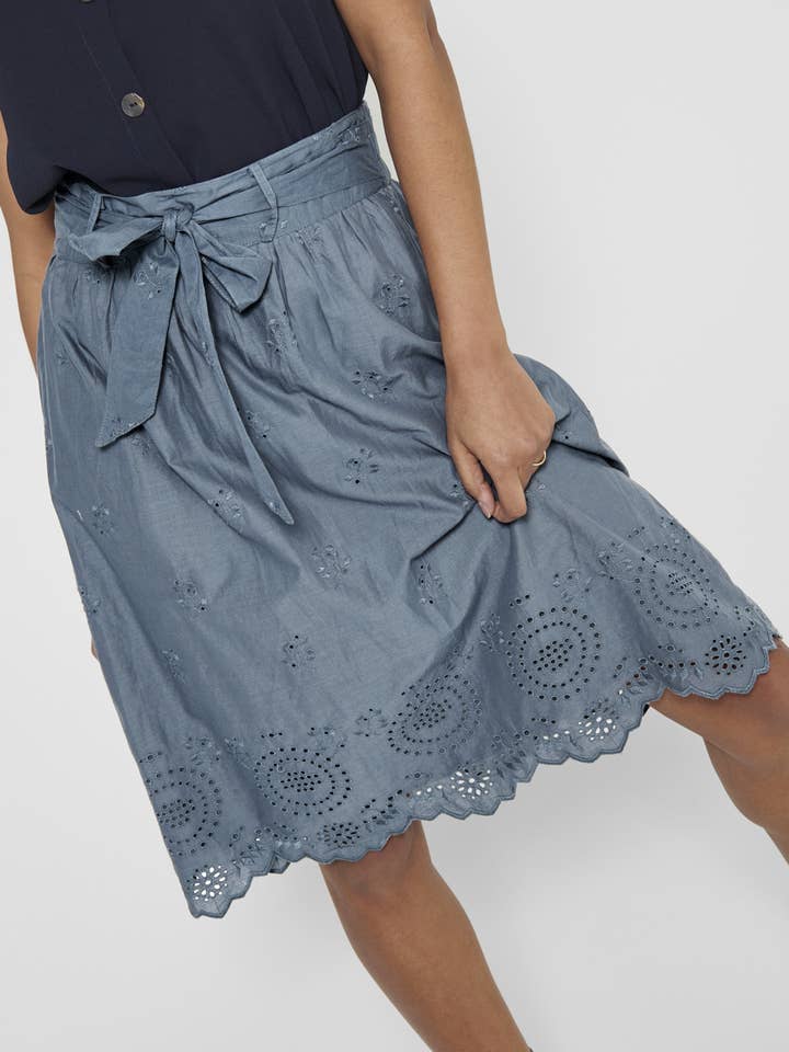 CHINA BLUE EMBROIDERED MIDI SKIRT for wholesale on Faire1